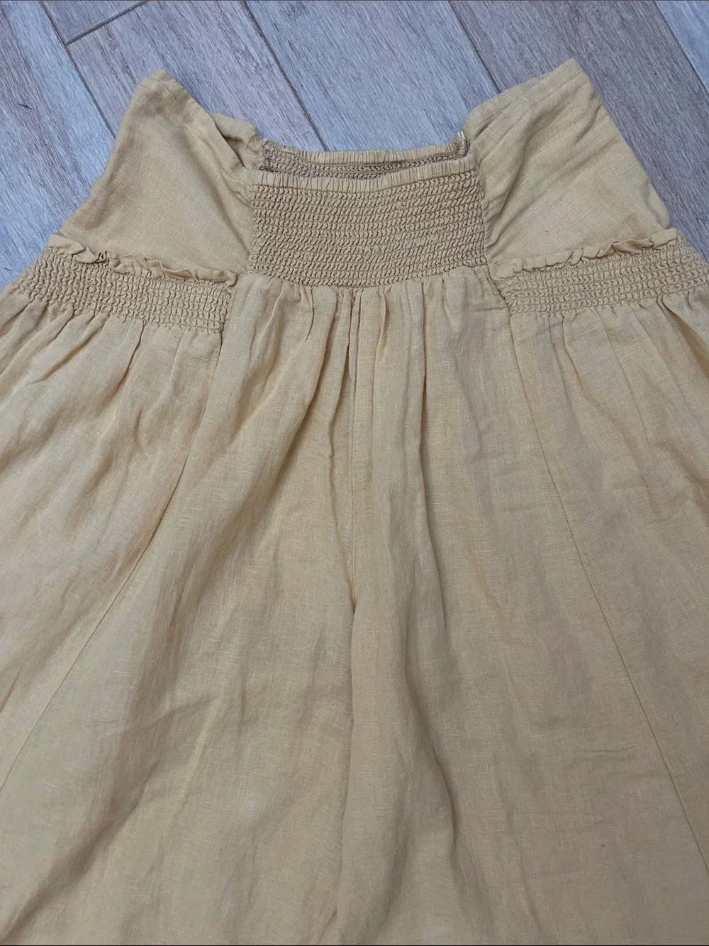 Free People Linen Blend Wide-Leg Pull-On Pants in Mustard Yellow size XS